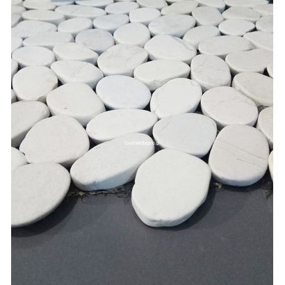 Βότσαλο Κομμένο Άσπρο Ματ Σε Δίχτυ 30x30