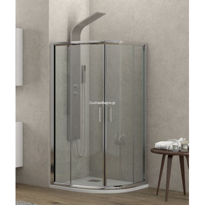Karag N Flora 200 Inox 90x90x170 Cm Καμπίνα Ντουζιέρας Ημικυκλική ΔΙΑΦΑΝΗ
