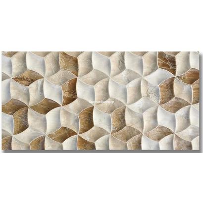 Rhodes Fan Marron 25x50 Πλακάκι Τοίχου Μπεζ Decor Γυαλιστερό Α' ποιότητας