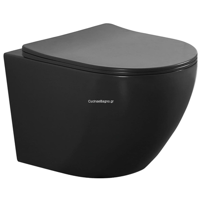 KLP Vera Rimless Black Matt 49cm Λεκάνη Κρεμαστή Μαύρη 444940MB