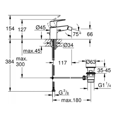 Grohe Bauloop New 23338001 Μπαταρία Μπιντέ