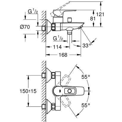 Grohe Bauloop New 23602 001 Μπαταρία Λουτρού