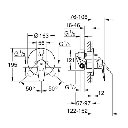 Grohe Bauedge New 29079 001 Μπαταρία Εντοιχιζόμενη Λουτρού Σετ II