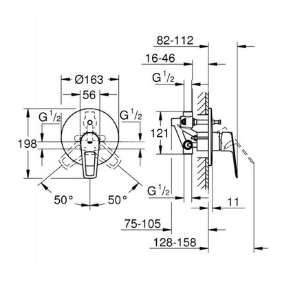 Grohe Bauloop New 29081001 Μπαταρία Λουτρού Εντοιχιζόμενη 2 Ροών