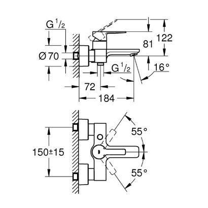 Grohe Lineare 33849 Μπαταρία Λουτρού Σώμα