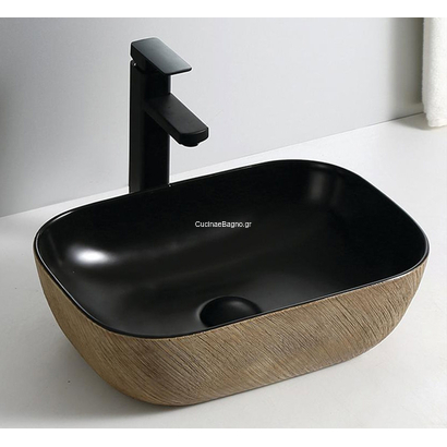 GLORIA 46x33 Levidi Νιπτήρας Επιτραπέζιος Sagre Beige - Black Mat 72-2030