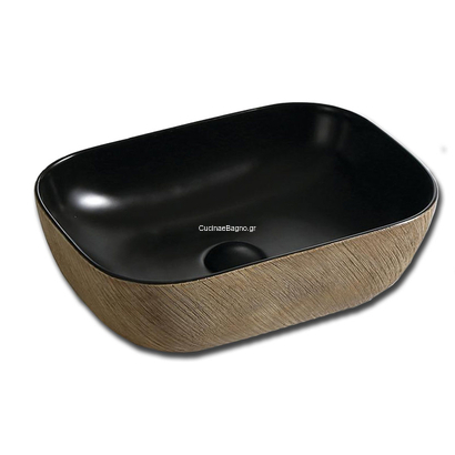 GLORIA 46x33 Levidi Νιπτήρας Επιτραπέζιος Sagre Beige - Black Mat 72-2030