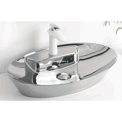 GLORIA 61x38 Taf-Lara Silver Νιπτήρας Επιτραπέζιος 83-8415