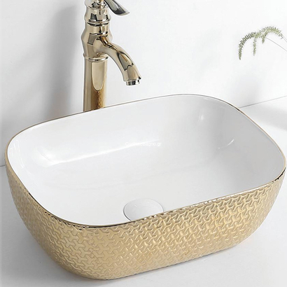 GLORIA Elegan-6 Νιπτήρας 46x34 Επιτραπέζιος White Gold Pattern 83-8417
