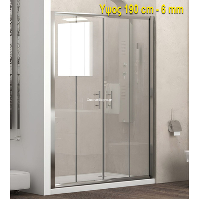 Karag Flora 600 Inox 150x190 Cm Καμπίνα Πόρτα Ντουζιέρας