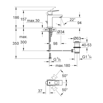 Grohe Eurocube S-Size 2312700E Μπαταρία Νιπτήρα