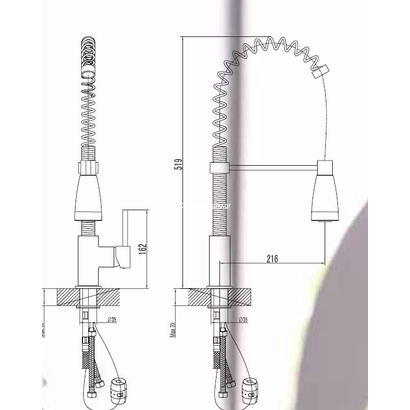 Karag FM56 CRHOME Μπαταρία Κουζίνας Ντους