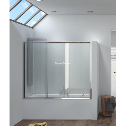 Karag Penta K-100 Χρωμέ 180x148 Cm Καμπίνα Μπανιέρας ΔΙΑΦΑΝΗ
