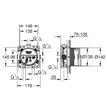 Grohe 35600 000 Smart Box Εσωτερικό Μέρος Εντοιχιζόμενής Μπαταρίας