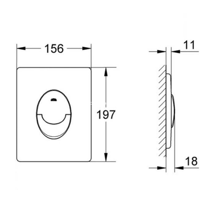 Grohe 38505 P00 Σατινέ Skate Διπλής Λειτουργίας Πλακέτα Ενεργοποίησης Καζανακιού Κάθετη