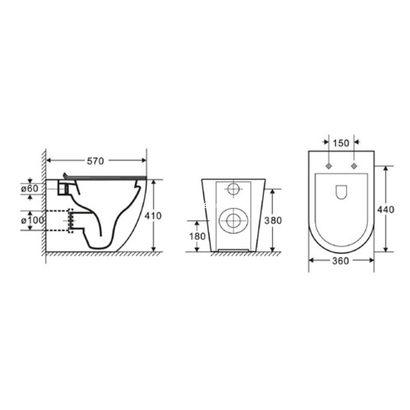 Karag MILOS Bianco Opaco Rimless Λεκάνη Δαπέδου 57 cm LT-2141D-RMW