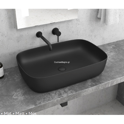 Karag LT 2143-PMB MILOS Nero Opaco 60x39 Νιπτήρας Επιτραπέζιος Μαύρο Ματ