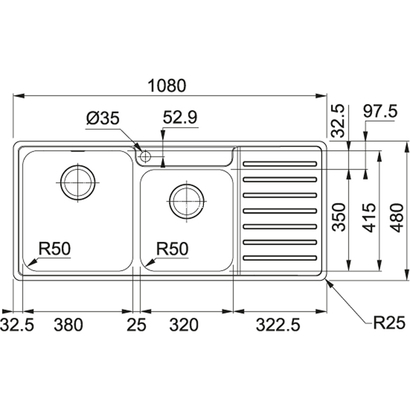 Franke Bell BCX 621-108 Νεροχύτης Inox 108x48 101.0517.510