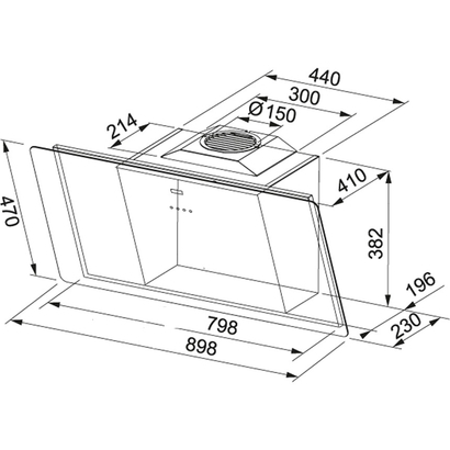 Franke SMART GLASS FPJ 615 V BK/DG A Crystal Black Επιτοίχια Καμινάδα 330.0573.294