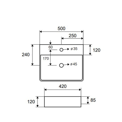 Karag LT 2173-SMW MATT WHITE Νιπτήρας Επιτραπέζιος 50x42
