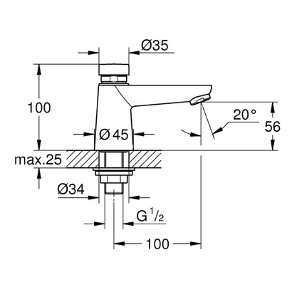 Grohe Euroeco Cosmopolitan T 36265 000 Αυτοκλειόμενη Μπαταρία Νιπτήρος