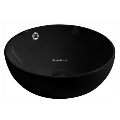 Gloria Creso-1 Glossy Black Νιπτήρας 44x44x17 Επιτραπέζιος Πορσελάνης 72-8001