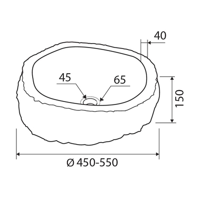 Karag RIVER STONE NRS3 GREY 50-55x15 Νιπτήρας Πέτρινος Επιτραπέζιος