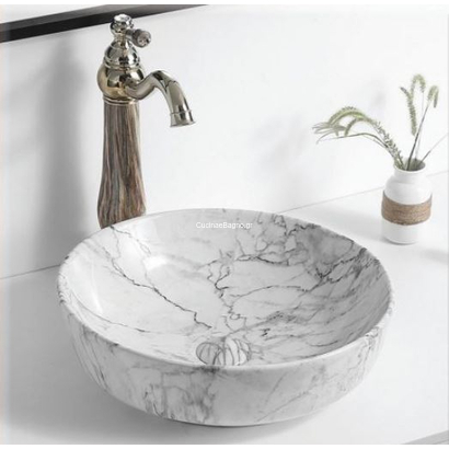 GLORIA Solante-2 Νιπτήρας 42x42 Επιτραπέζιος Grey Light Marble Decor 87-8428