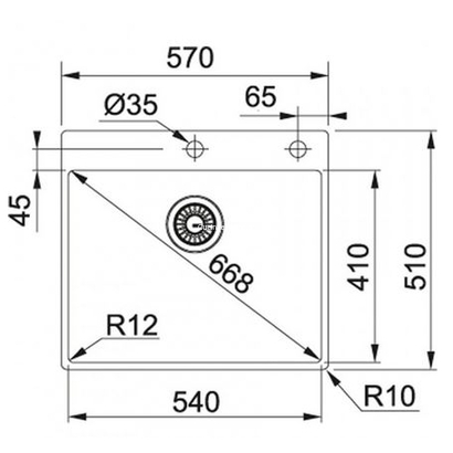 Franke Box BXX 210-54 TL Νεροχύτης Inox 57x51 127.0369.295