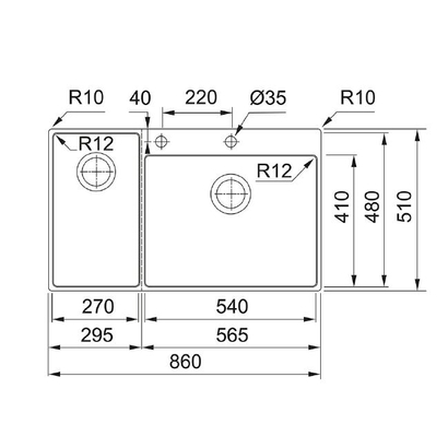 Franke Box Center BWX 220-54-27 Νεροχύτης Inox 86x51 127.0538.260