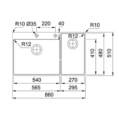 Franke Box Center BWX 220-54-27 Νεροχύτης Inox 86x51 127.0538.259