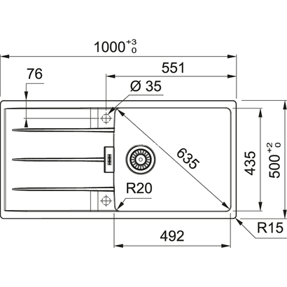 Franke Centro CNG 611-100 Matte Black 100x50 Νεροχύτης 114.0687.662