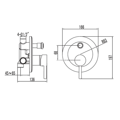 Karag Artemis Nero BM34F02C-N Μίκτης Ντους Εντοιχισμού 4 Δρόμων