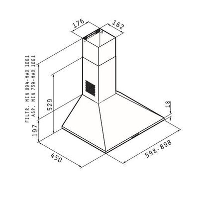 Pyramis Καμινάδα Τετράγωνη Lux 60cm Απορροφητήρας Inox 065030102