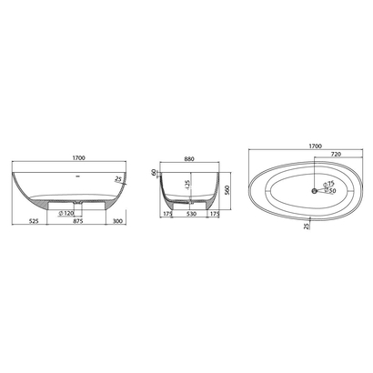 Karag Chiara K-1813 Bianco Opaco 170x88 Μπανιέρα Ελεύθερης Τοποθέτησης