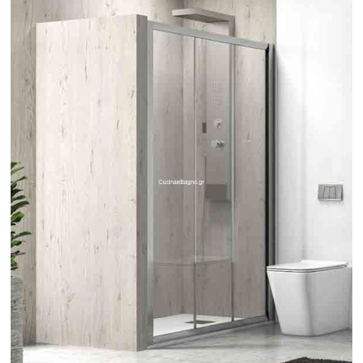 Karag Penta 300 Inox 160x190 Cm Καμπίνα Ντουζιέρας Συρόμενη ΔΙΑΦΑΝΗ