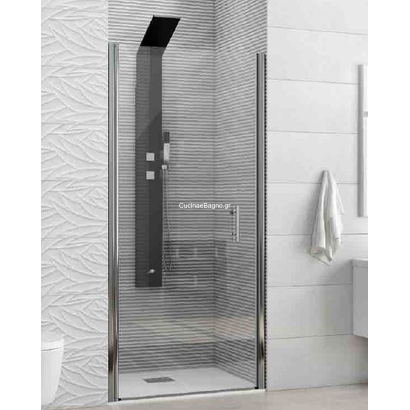 Karag PORTA S-28 Χρωμέ 90x190 Cm Καμπίνα Ντουζιέρας Ανοιγόμενη ΔΙΑΦΑΝΗ