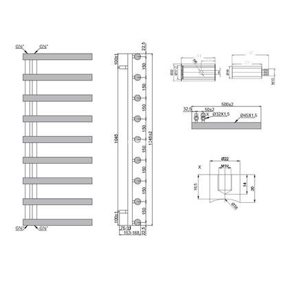 Karag Design 2-1245 50x124 Χρωμέ Θερμαντικό Σώμα Μπάνιου