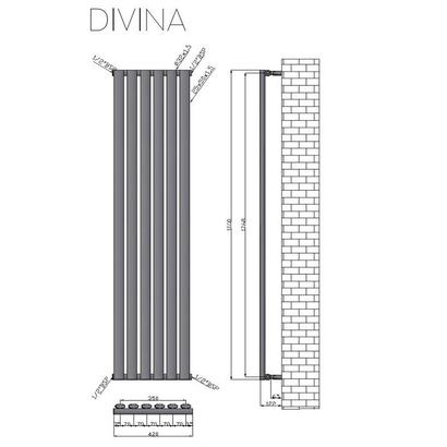 Karag Divina Nero 42x180 Θερμαντικο Σωμα Μαύρο