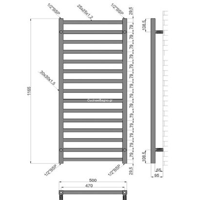 Karag Karnak 1000 Nero 50x100 Μαύρο Θερμαντικό Σώμα Μπάνιου