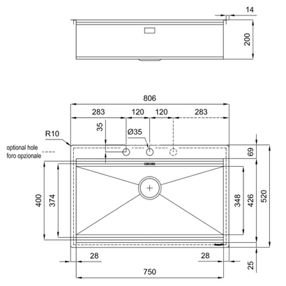 Foster Milanello 80,6x52 Νεροχύτης Ανοξείδωτος 1034050