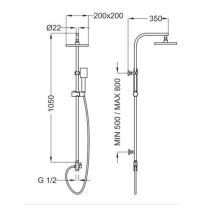 T-One By Teorema Quadra Χρωμέ Στήλη Ντουζιέρας 1532811