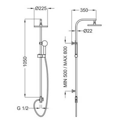 T-One By Teorema Tonda 2 Χρωμέ Στήλη Ντουζιέρας 1532911