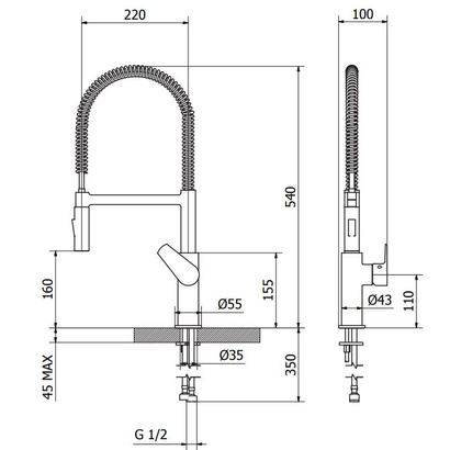 Teorema Velvet Μπαταρία Κουζίνας Ντους 881411