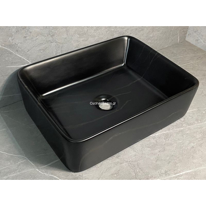 GLORIA Lungo-Como Νιπτήρας 49x38 Επιτραπέζιος Marmo Nero 58-2074