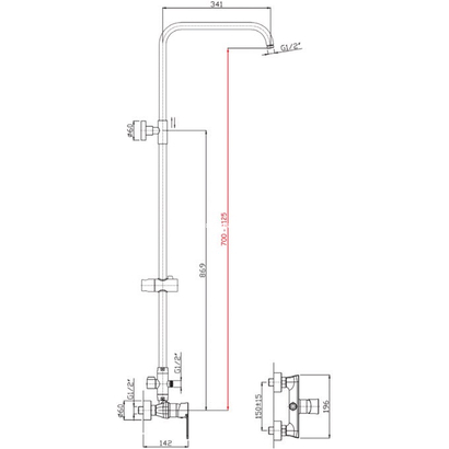 Kls Lux Στήλη Ντουζιέρας Με Μπαταρία 690650LMB Μαύρη ματ