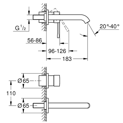 Grohe Essence M-Size 29192DL1 Brushed Warm Sunset Μπαταρία Νιπτήρος Εντοιχιζόμενη Εξωτερικό Μέρος