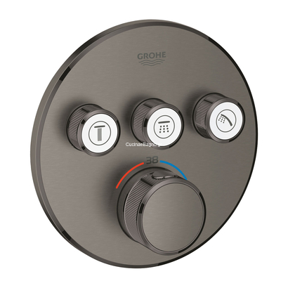 Grohe Grohtherm SmartControl 29121AL0 Brushed Hard Graphite Θερμοστατική Μπαταρία Εντοιχισμού 3 Ροών