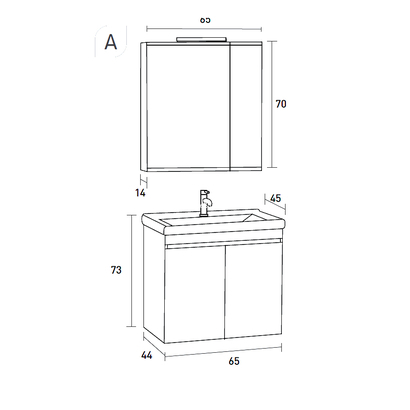 ProBagno 952Β 65x45 Έπιπλο Μπάνιου Κρεμαστό