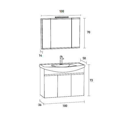 ProBagno 953Α 100x50 Έπιπλο Μπάνιου Κρεμαστό